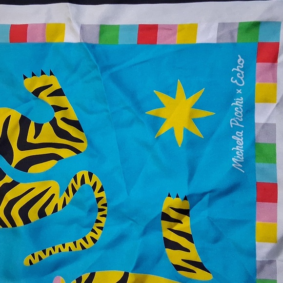 Echo Blue and Yellow Silk Scarf - Picture 3 of 6